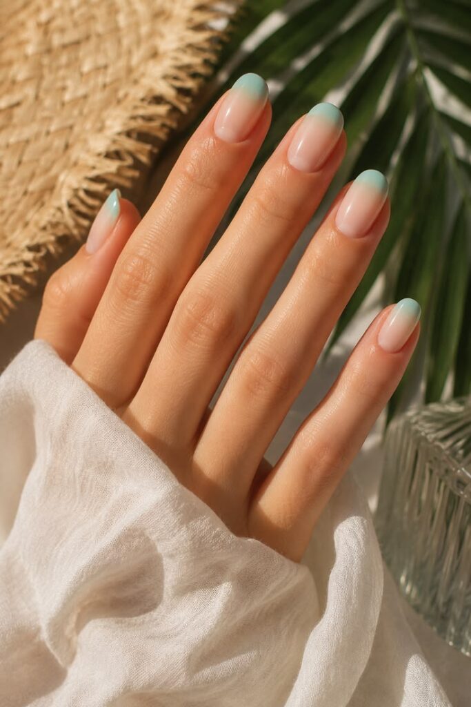 Sheer Mint Tip Fade for Understated Summer