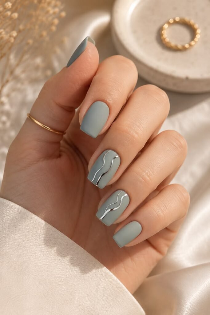 Abstract Mixed Chrome Nails