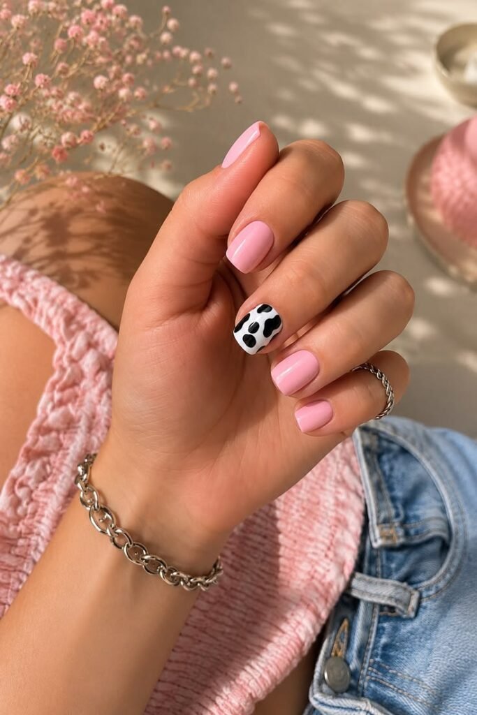 Baby Pink With a Cow Print Accent That’s Surprisingly Chic
