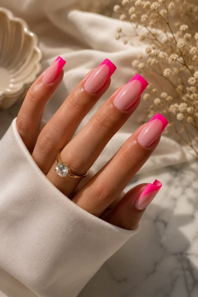 Bold Fuchsia French Tips for a Statement Summer Manicure