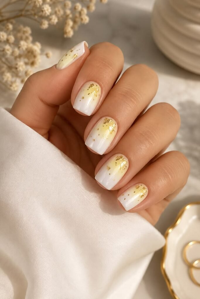 Butter Yellow Ombre Nails with Soft White Fade