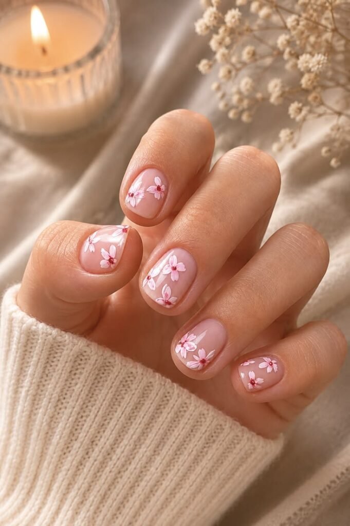 Cherry Blossom Gel Nails