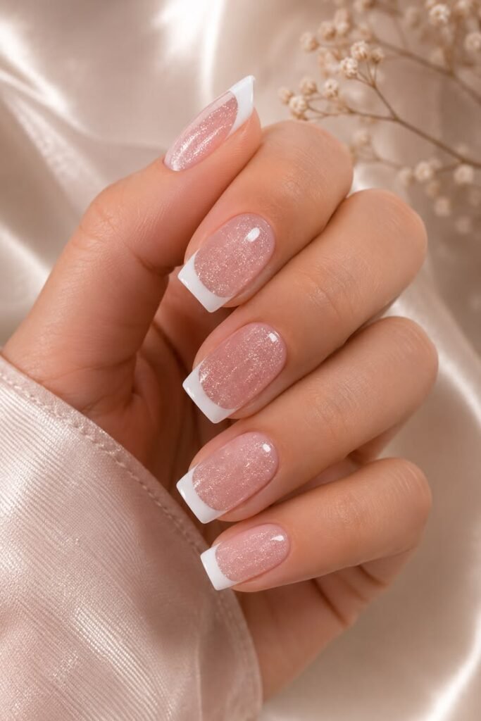 Classic Short Square French Tip Nails