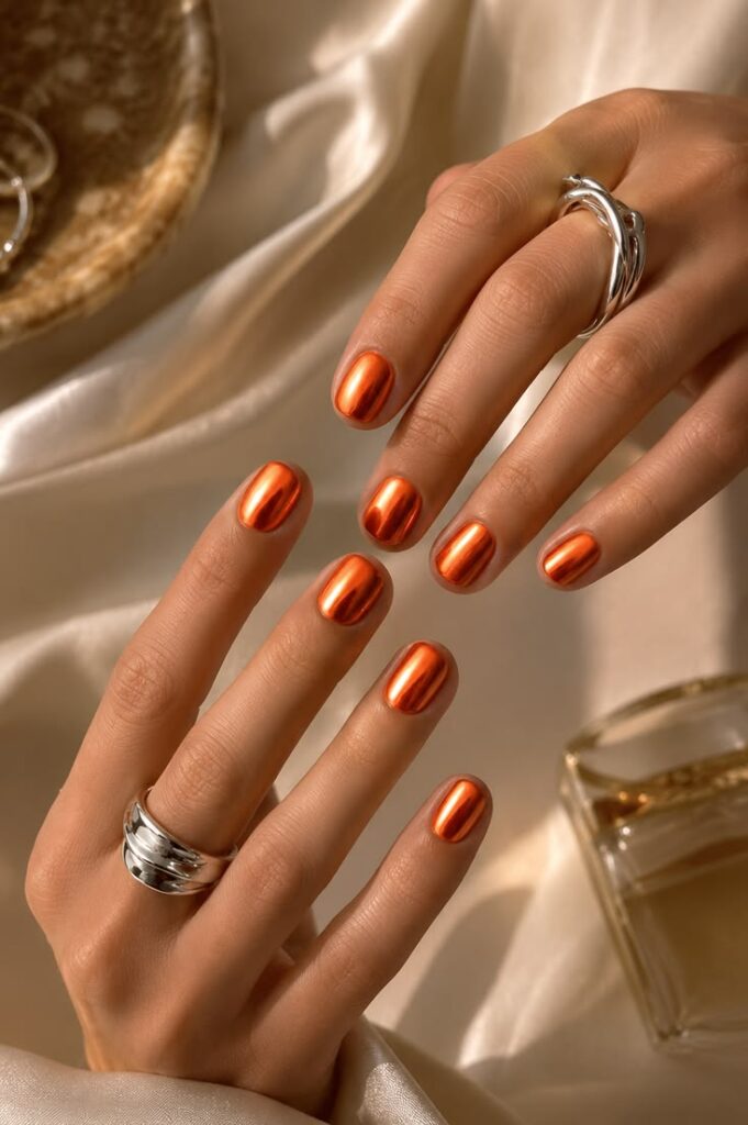 Copper Chrome Nails That Catch Every Ray of July Sun