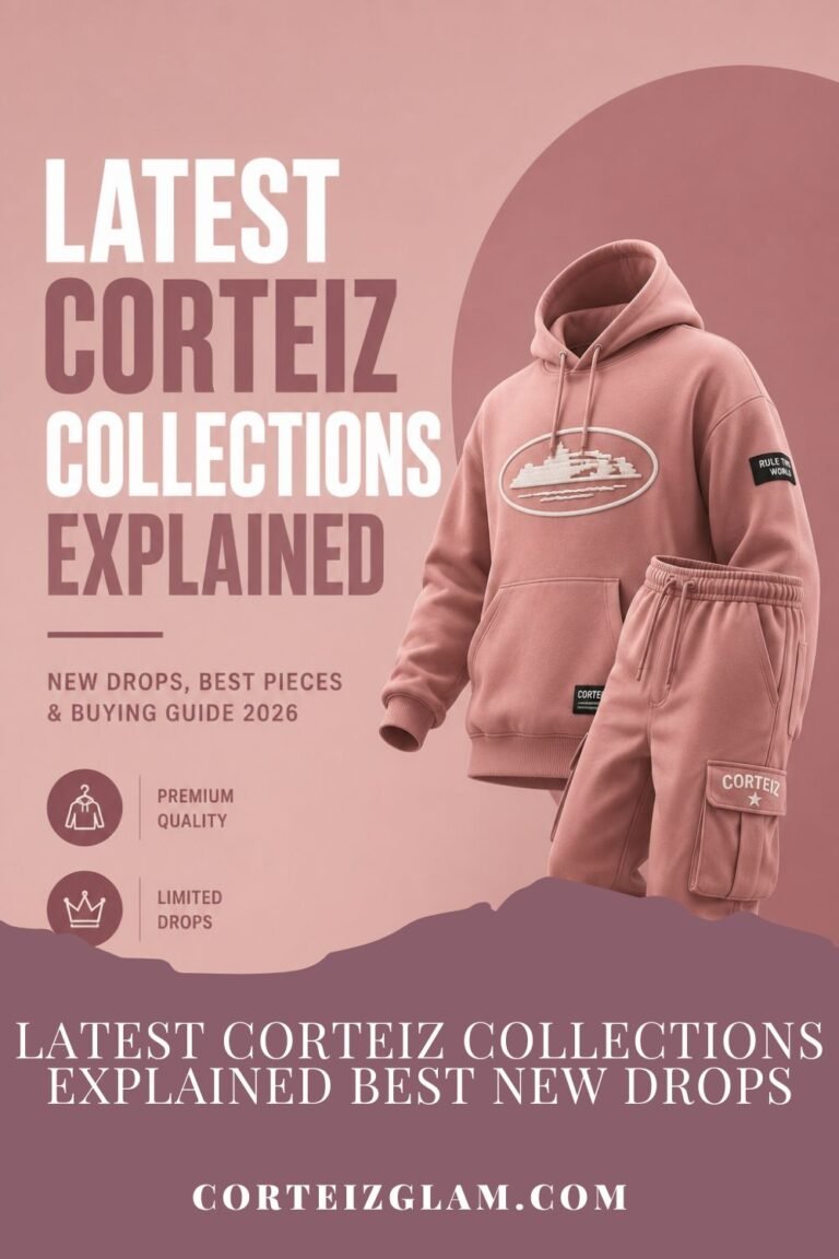 Latest Corteiz collections explained featuring a minimalist streetwear hoodie and cargo trousers in a soft pink aesthetic with premium fashion design