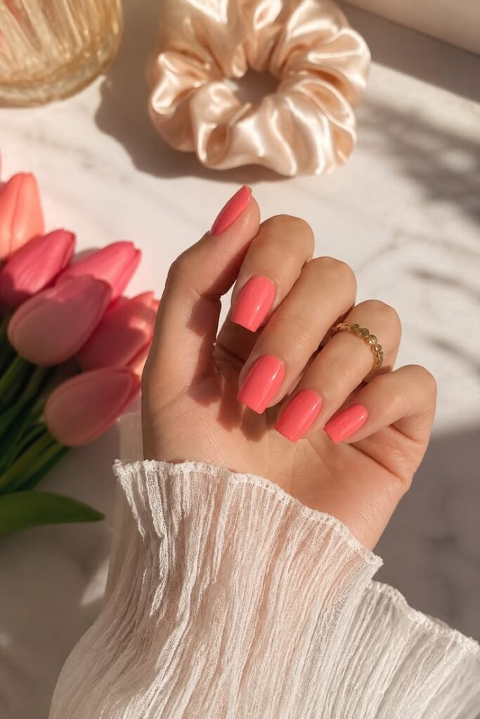 Coral Pink Square Nails for a Fresh Summer 2026 Pop
