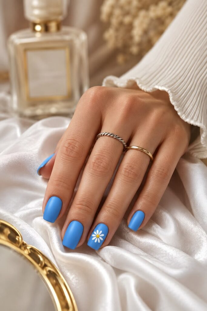Cornflower Blue Matte With a Daisy Accent