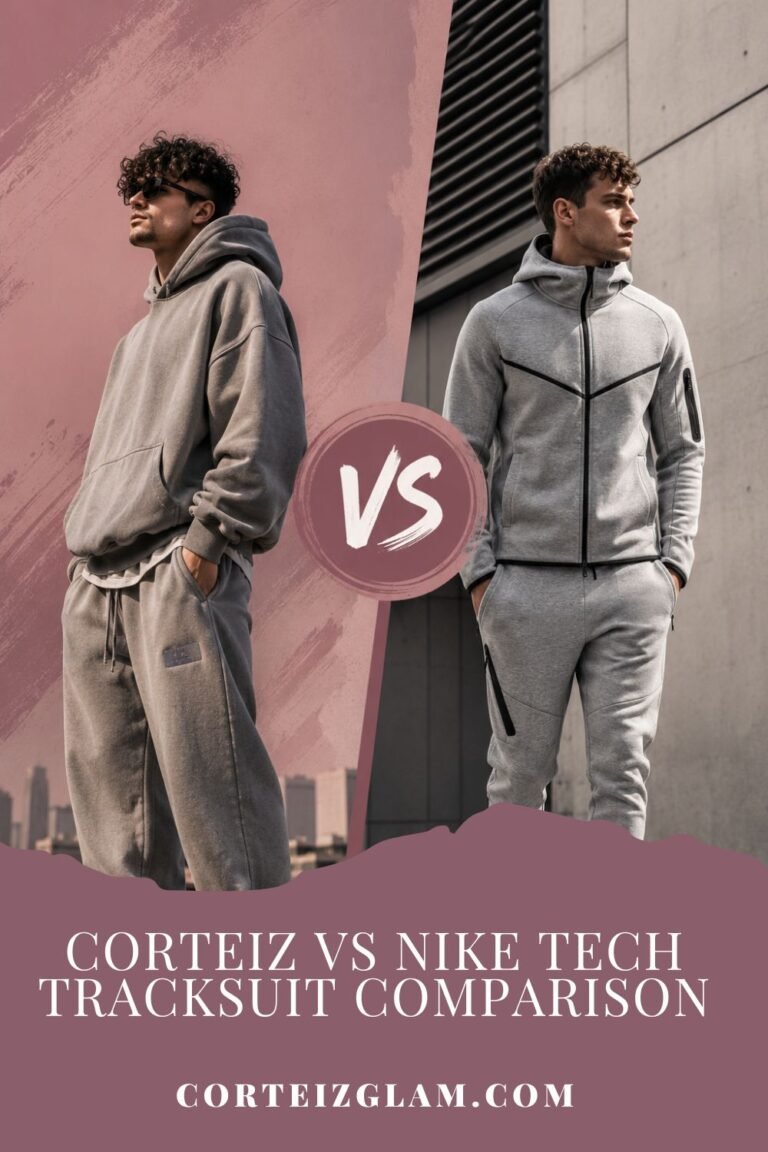 Corteiz vs Nike Tech tracksuit comparison featuring modern streetwear and athletic fashion styles.