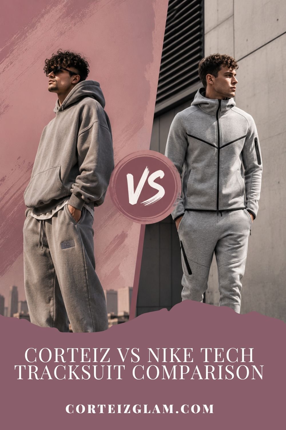 Corteiz vs Nike Tech tracksuit comparison featuring modern streetwear and athletic fashion styles.