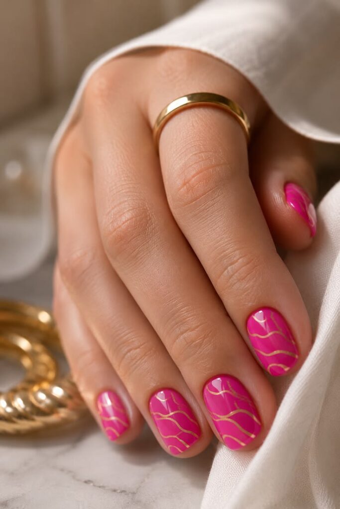 Fuchsia Gold Swirl for Glamorous Evening Warmth