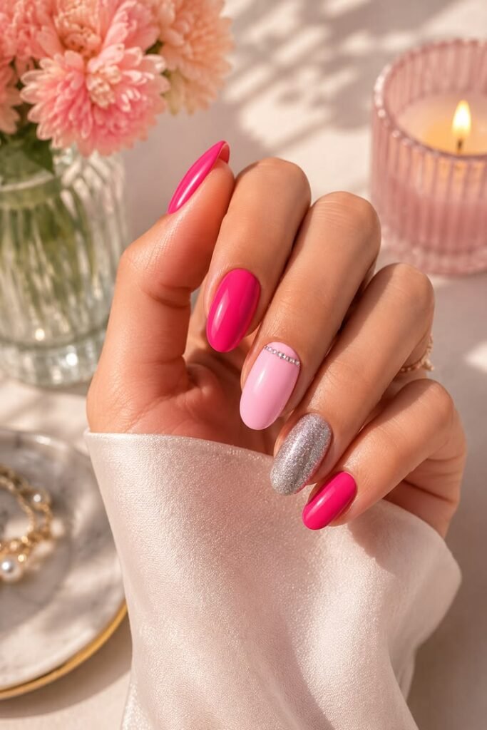 Glitter and Rhinestone Pink That Feels Like a Celebration