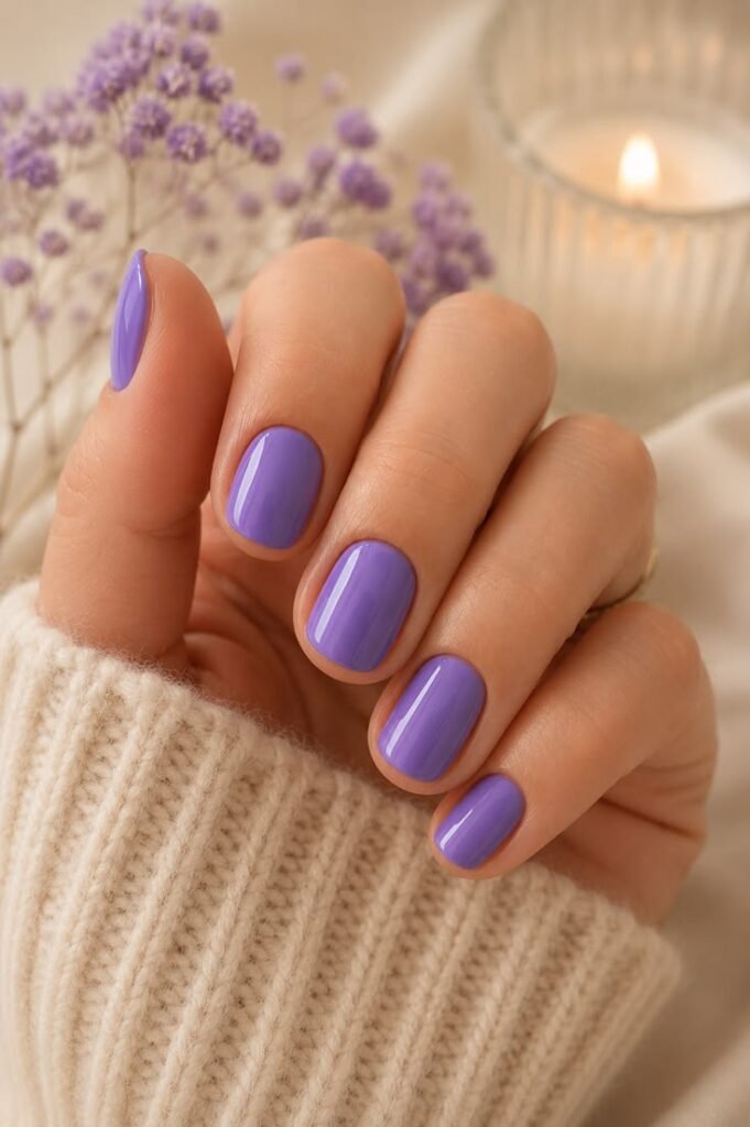 Glossy Violet Gel Nails