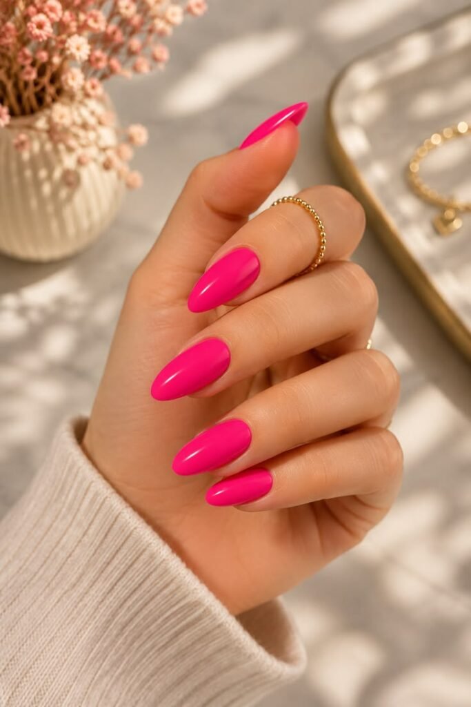 Hot Pink Almond Nails That Make a Statement