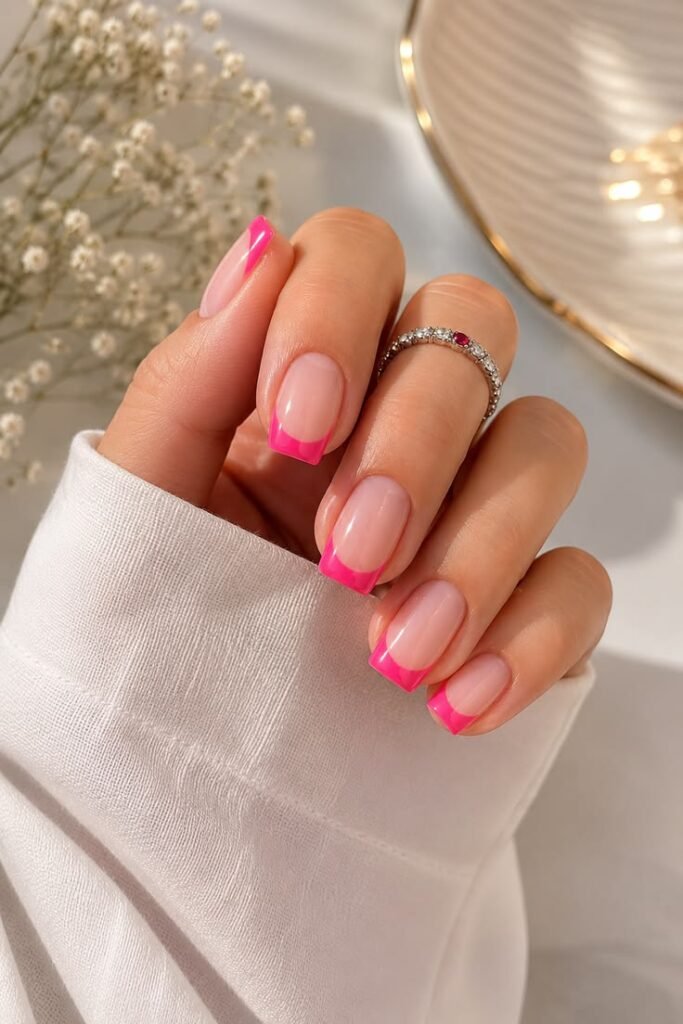 Hot Pink French Tips That Modernize a Classic