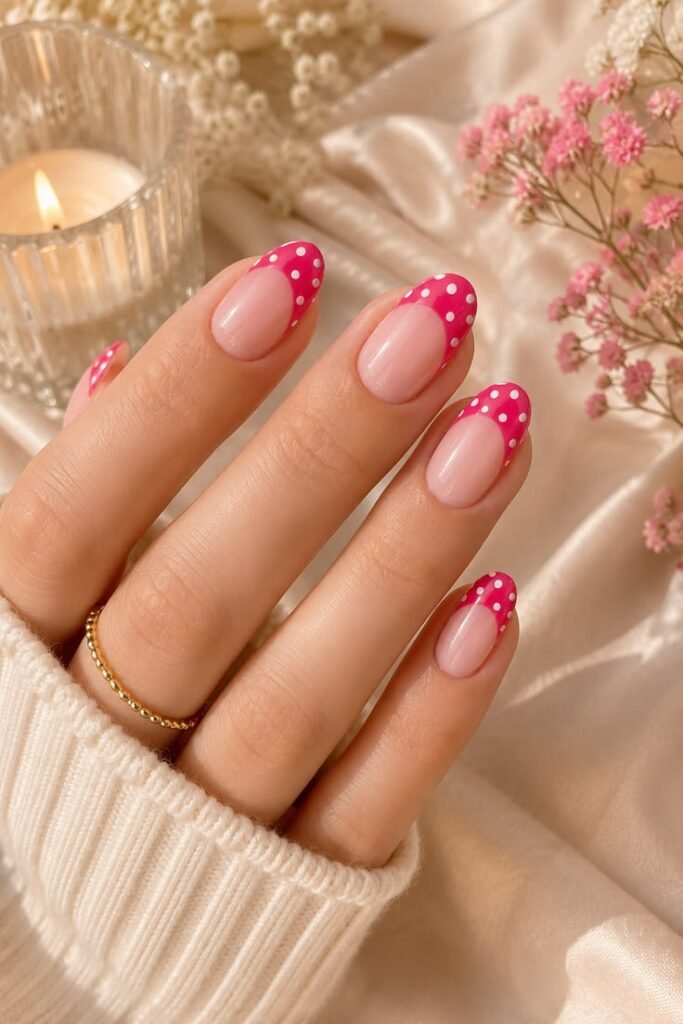 Hot Pink Ombre Speckled Gel Nails