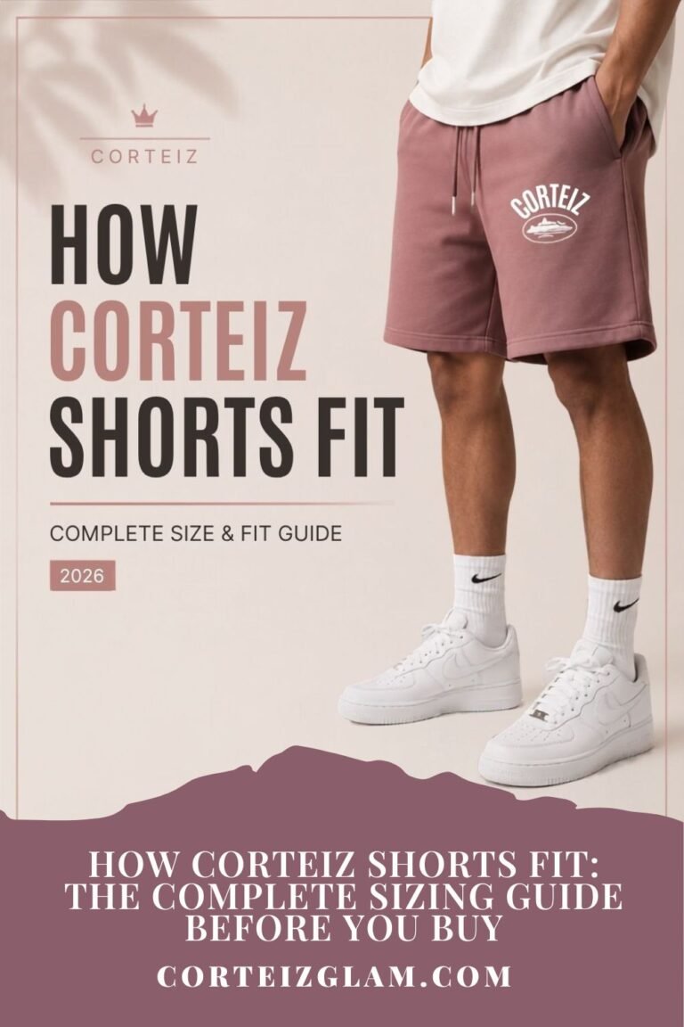 How Corteiz shorts fit guide showing relaxed streetwear fit, true-to-size sizing, and complete Corteiz shorts size guide for 2026