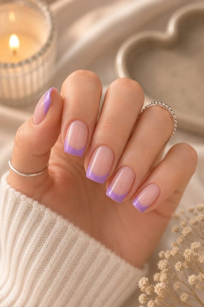 Lavender French Tip Gel Nails