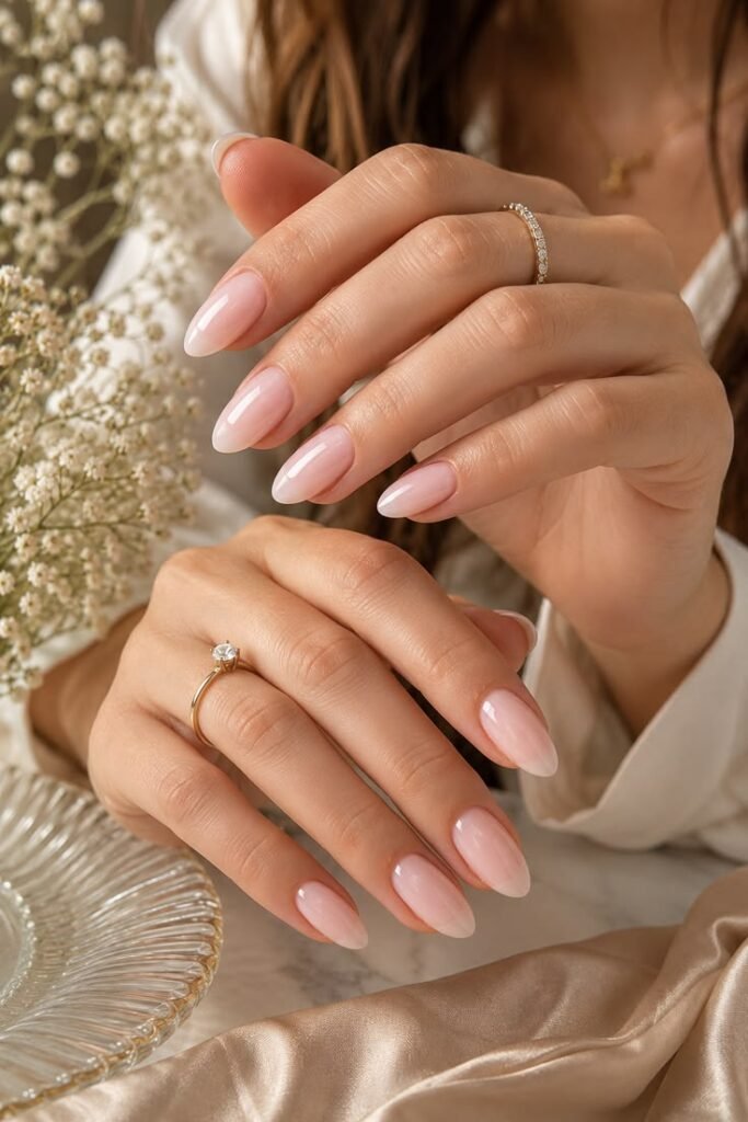 Milky White Ombre Nails