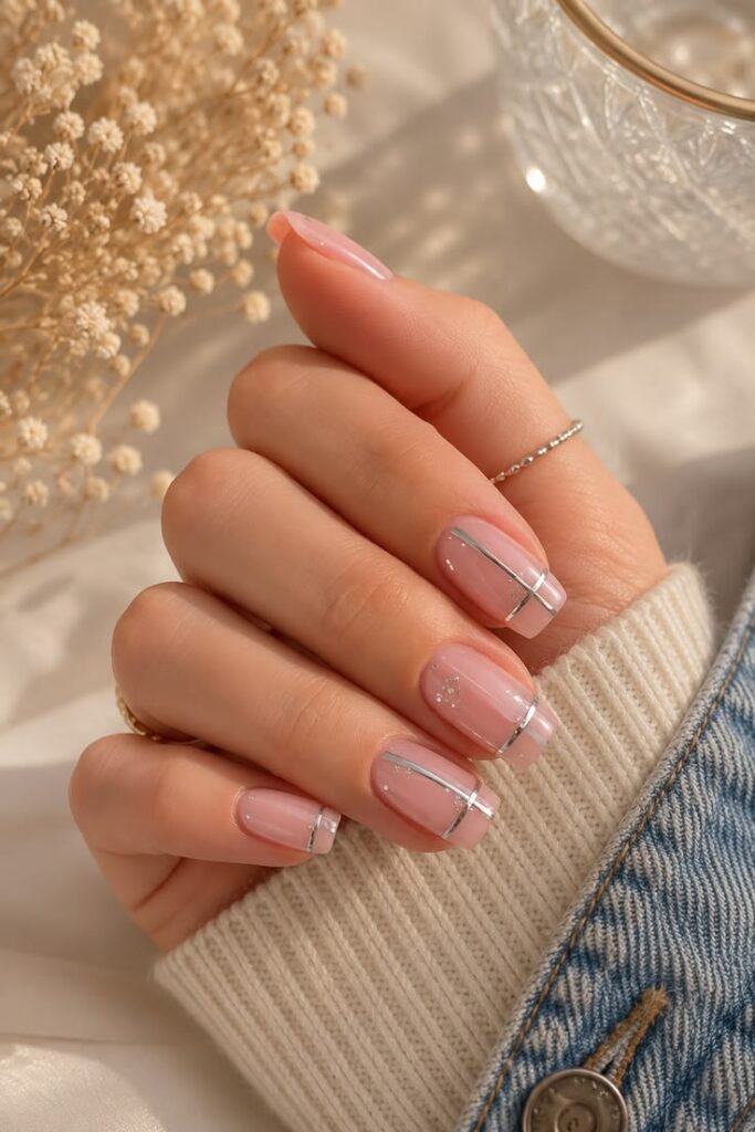 Minimal Silver Line Nails