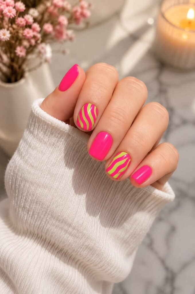 Neon Pink and Lime Zebra Stripes for Maximum Fun