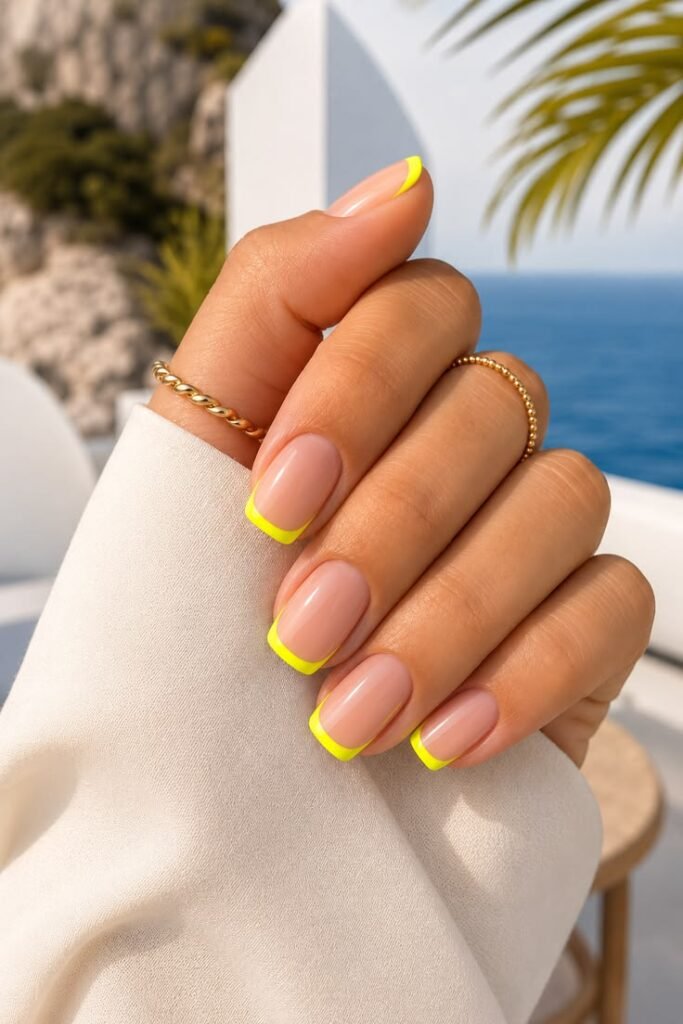 Neon Yellow French Tip Nails for Summer 2026