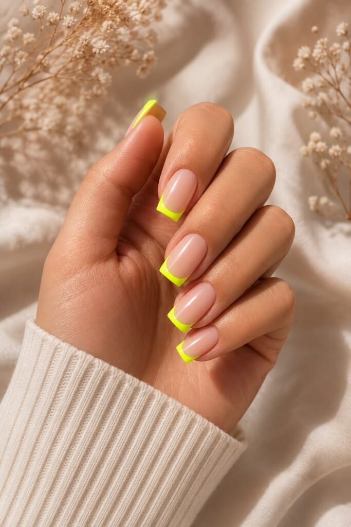 Neon Yellow French Tips That Brighten Every Summer Look