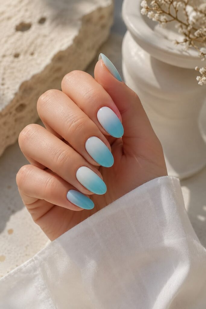 Ocean Blue Almond Gradient for Beach Days