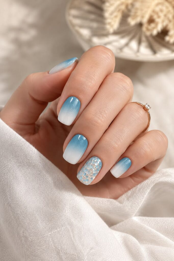 Ocean Ombré With Sea Glass Glitter Accent