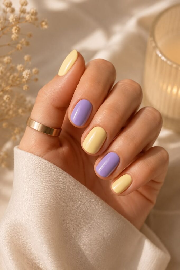 Pastel Lavender and Butter Yellow Alternating for Soft Summer Days