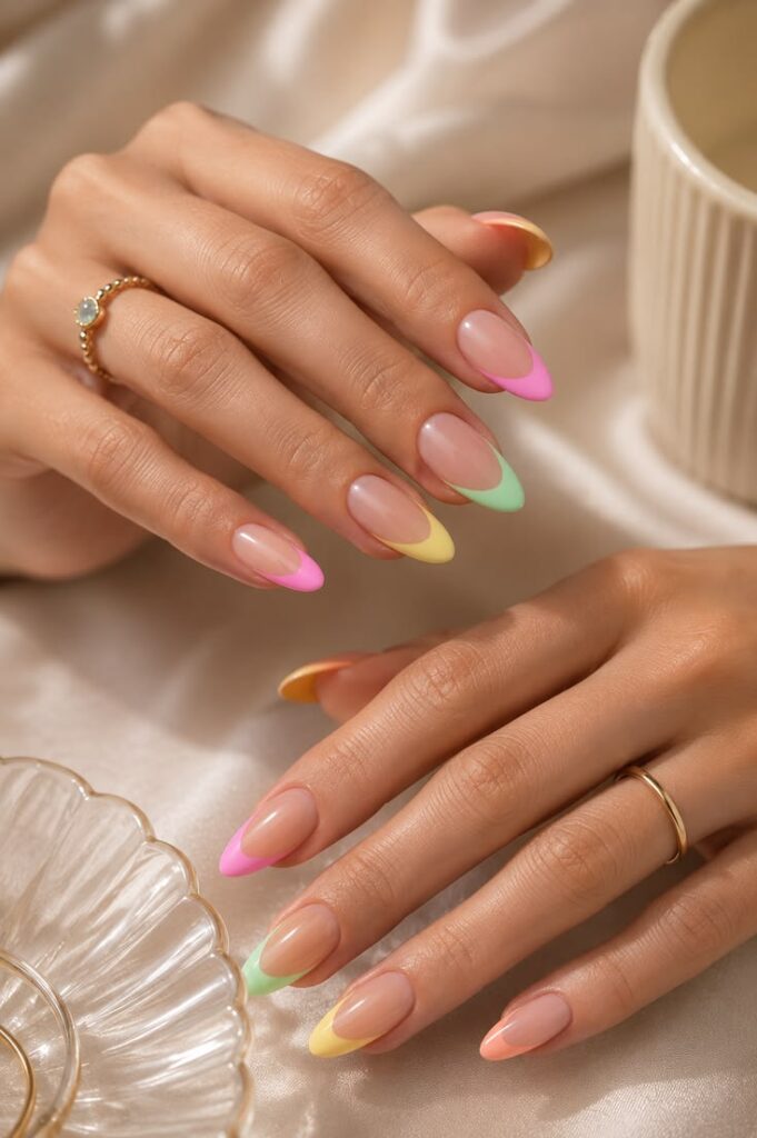 Pastel Rainbow French Tips for the Girl Who Loves Color But Keeps It Classy