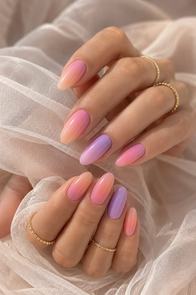 Pastel Rainbow Ombré Almonds With Sorbet Glow