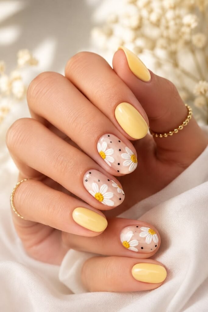Pastel Yellow Daisy Nail Designs for Summer 2026
