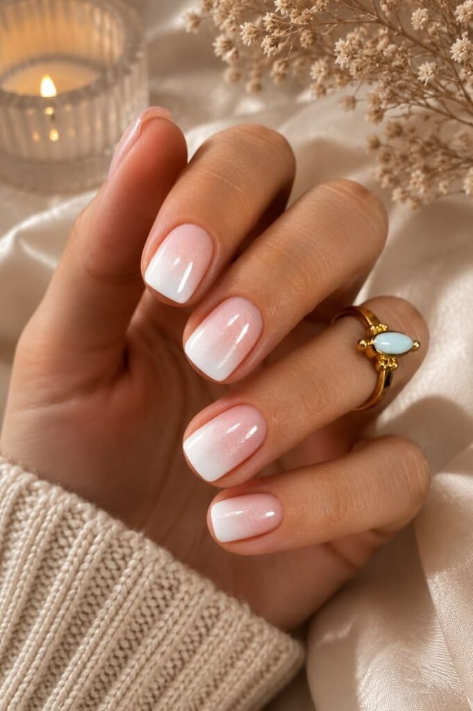 Pearl Ombre Bridal Gel Nails