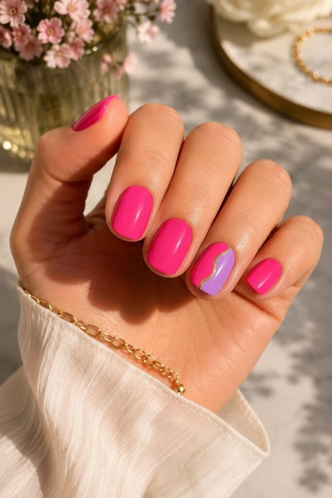 Pink and Lavender Mix With a Golden Swirl Accent