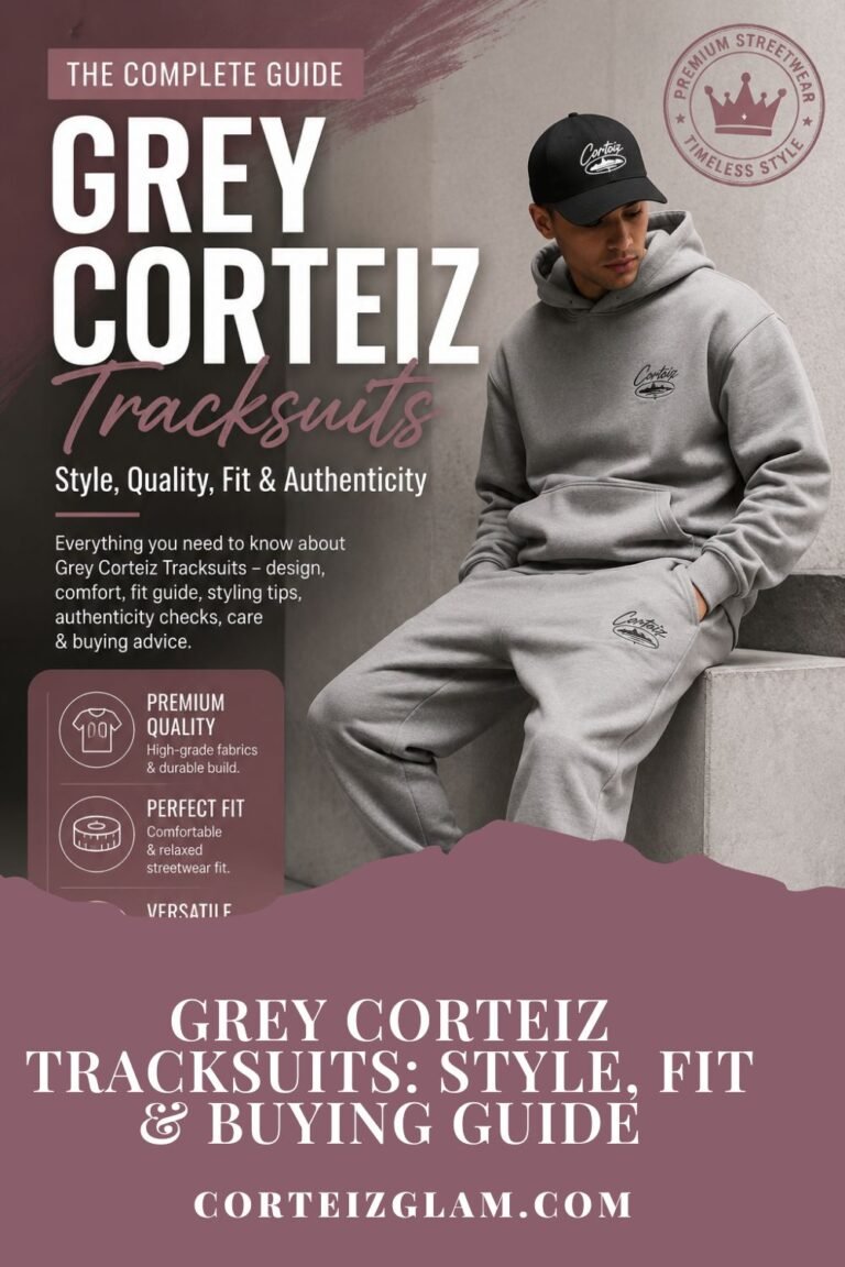 Grey Corteiz Tracksuit in grey hoodie and joggers showcasing premium streetwear style, fit, and quality.