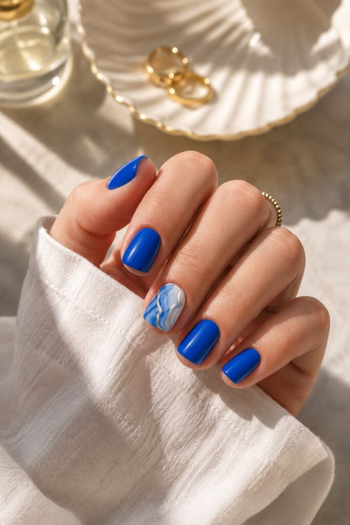Royal Blue With a Marble Accent That Commands Attention