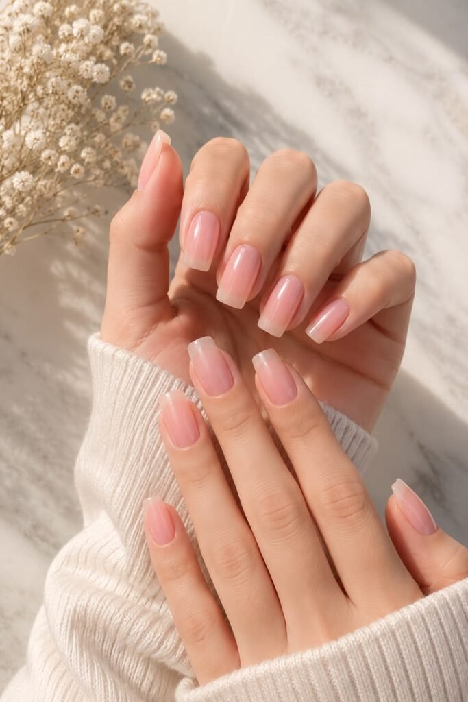 Sheer Nude Jelly Nails With a Barely-There Summer Glow
