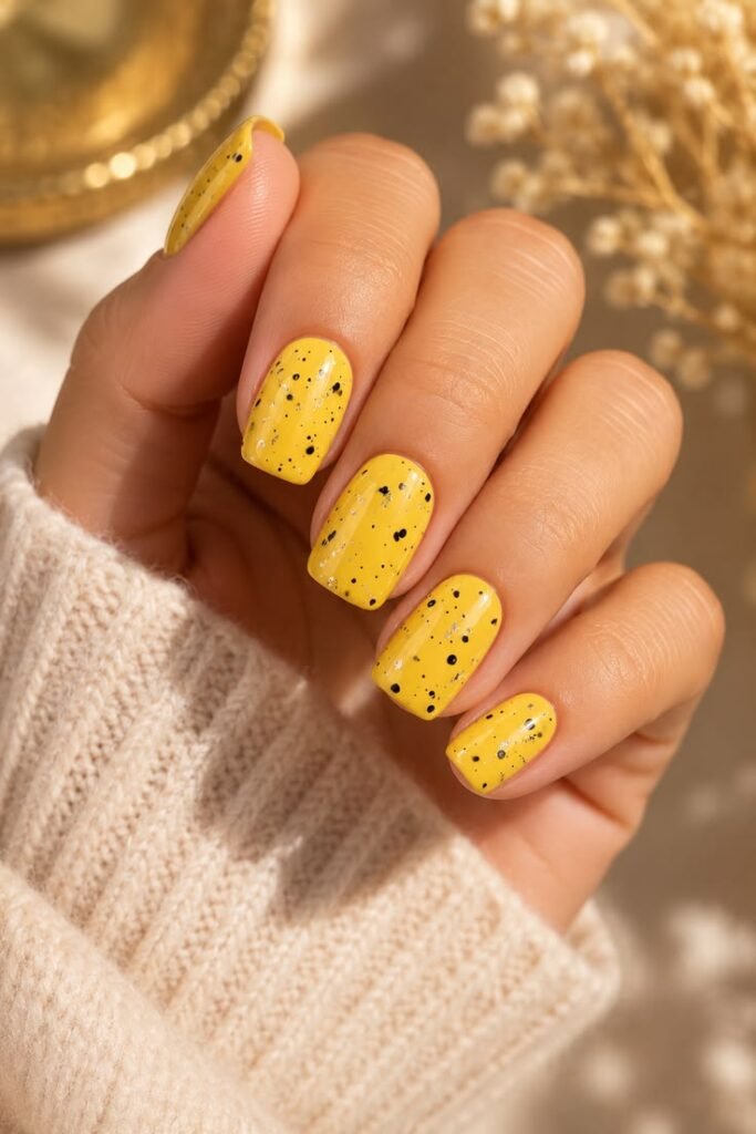 Speckled Butter Yellow Eggshell Nails