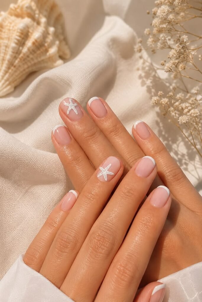 Starfish French Nails for a Chic Coastal Summer Look