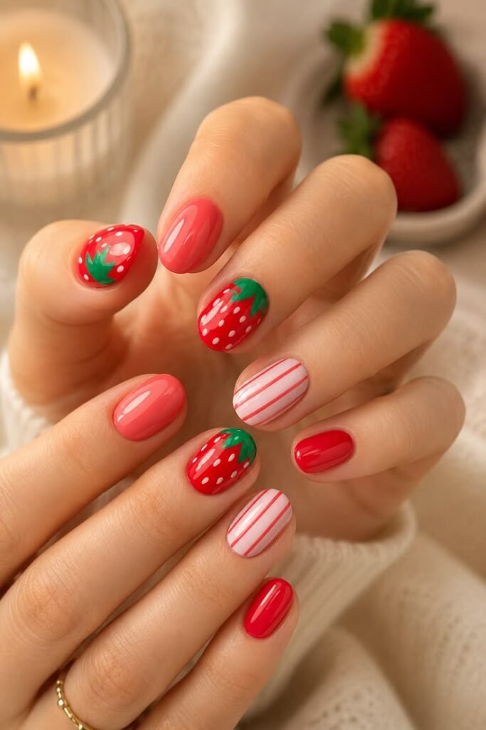 Strawberry Summer Gel Nails