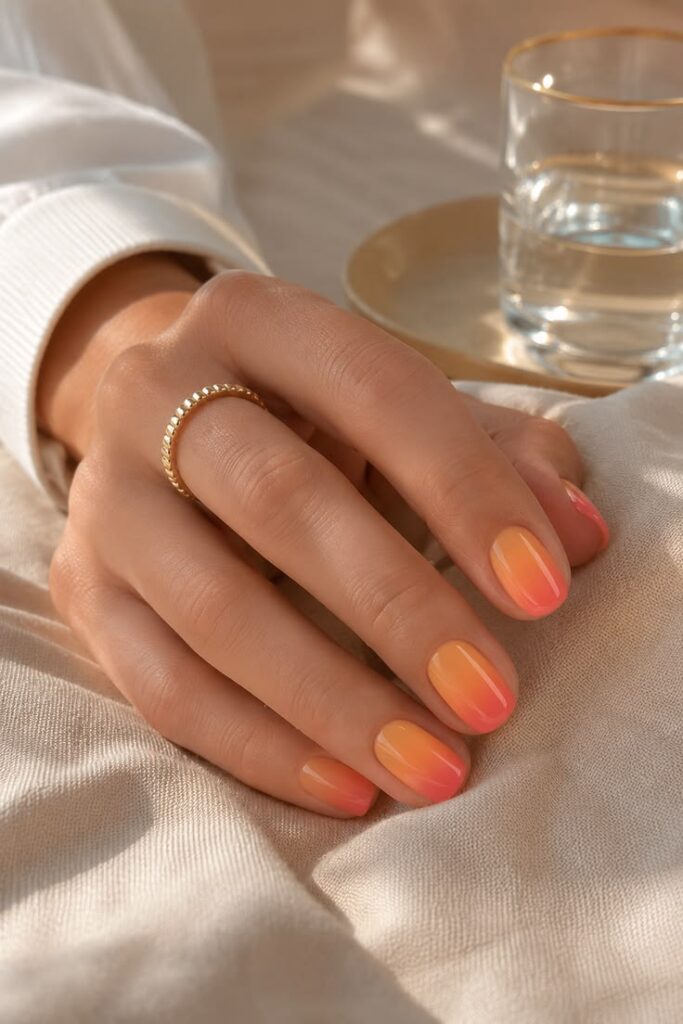 Sunset Ombré in Coral and Peach With Golden Hour Glow