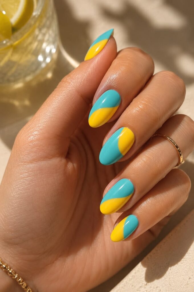 Turquoise and Yellow Color Block for Peak Summer Vibrancy