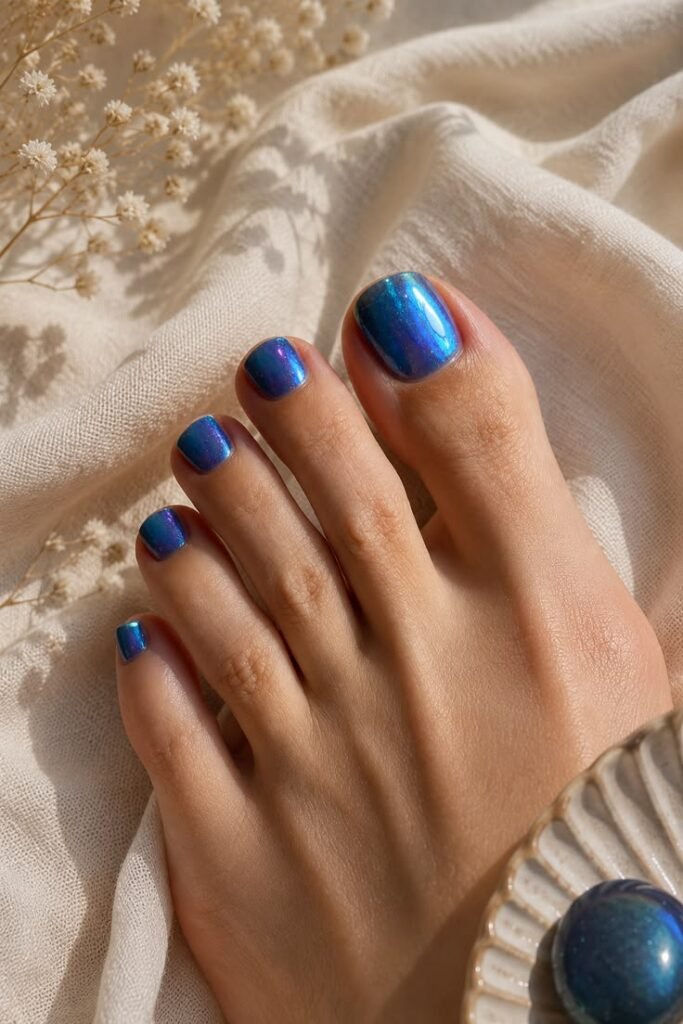 Aurora Chrome Toe Nails