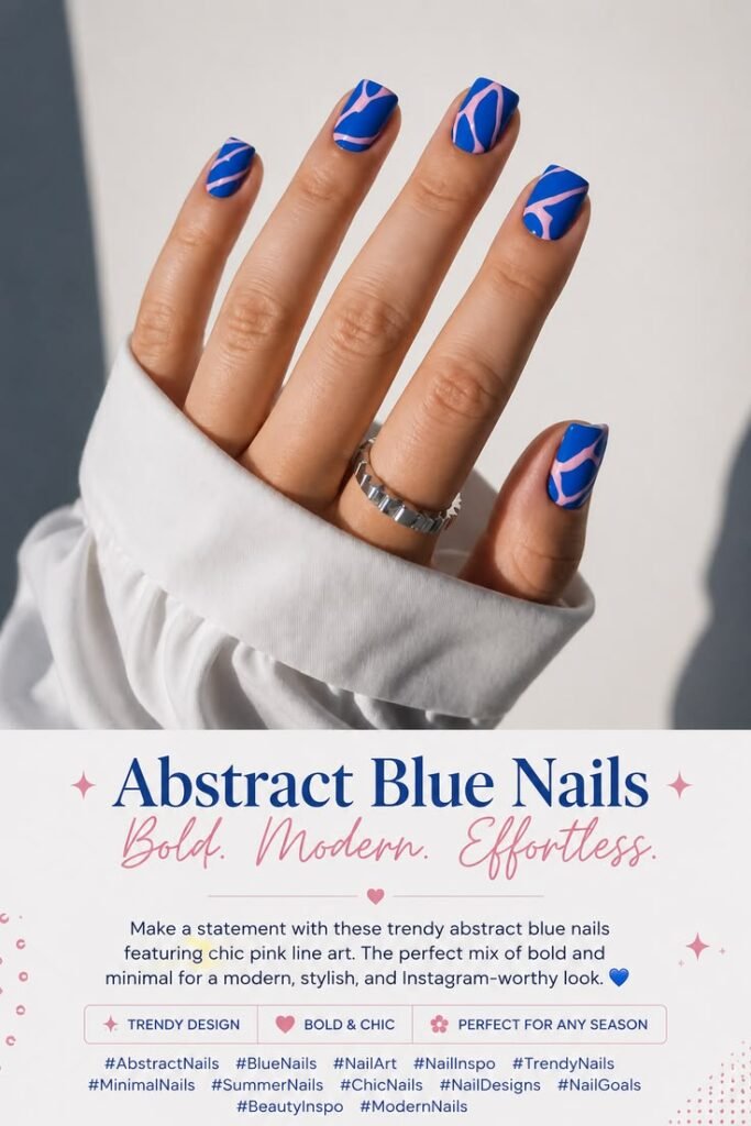 Cobalt Blue Abstract Nails