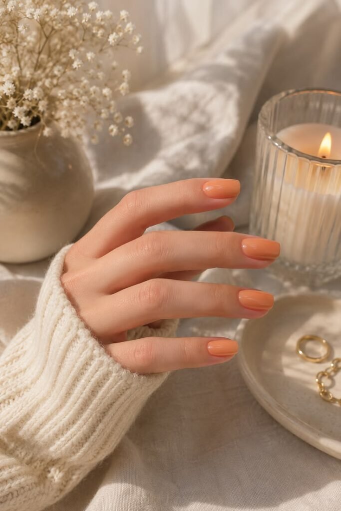 Creamy Apricot Nails With Soft Summer Warmth 