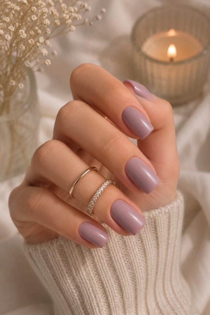 Dusty Mauve Nude Nails With Quiet Luxury Style