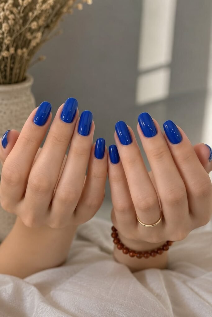 Electric Cobalt Blue Nails With Poolside Summer Energy