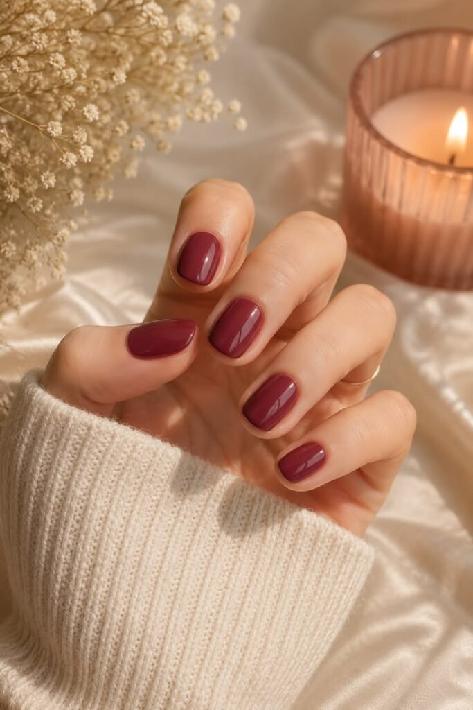 Glossy Berry Jelly Nails With Sunset-Inspired Depth