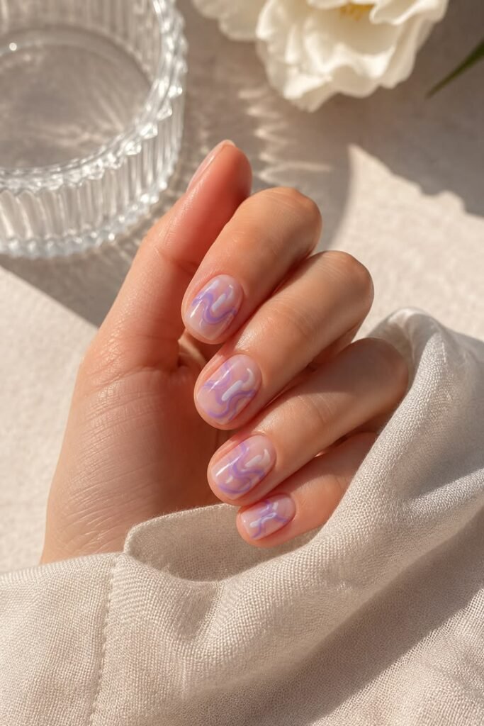 Lavender Marble Swirls for Dreamy Summer Nails