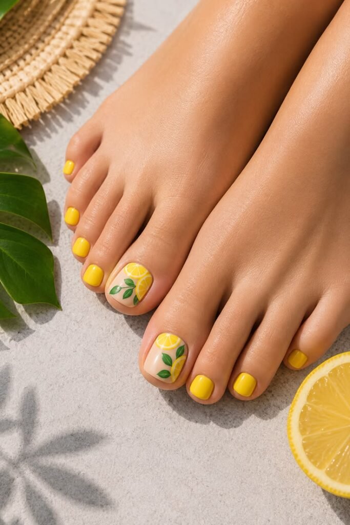 Lemon Fruit August Toe Nails